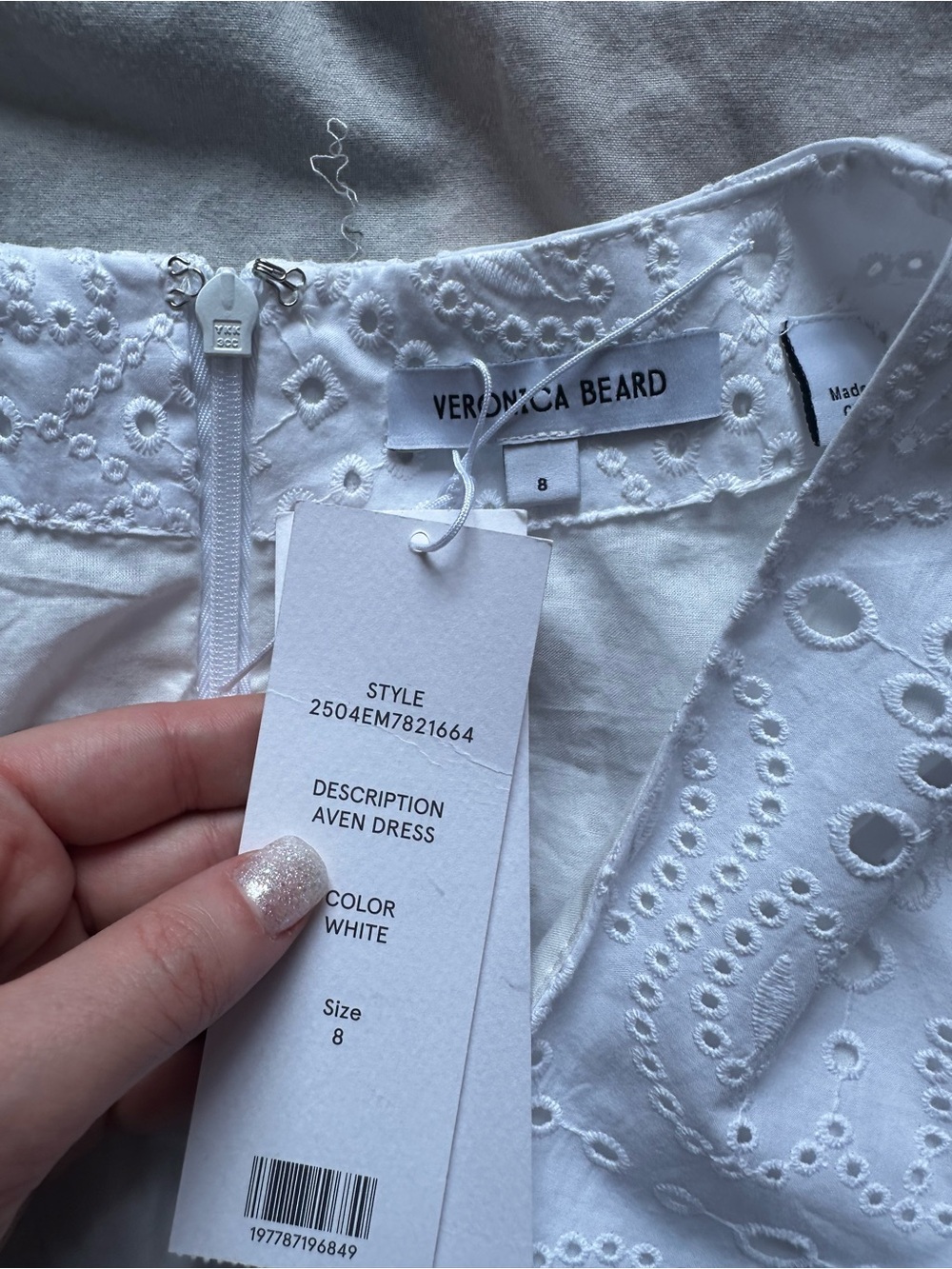 Veronica Beard Romantic Eyelet Midi Dress White Cotton Sleeveless Size 8 - Picture 5 of 13